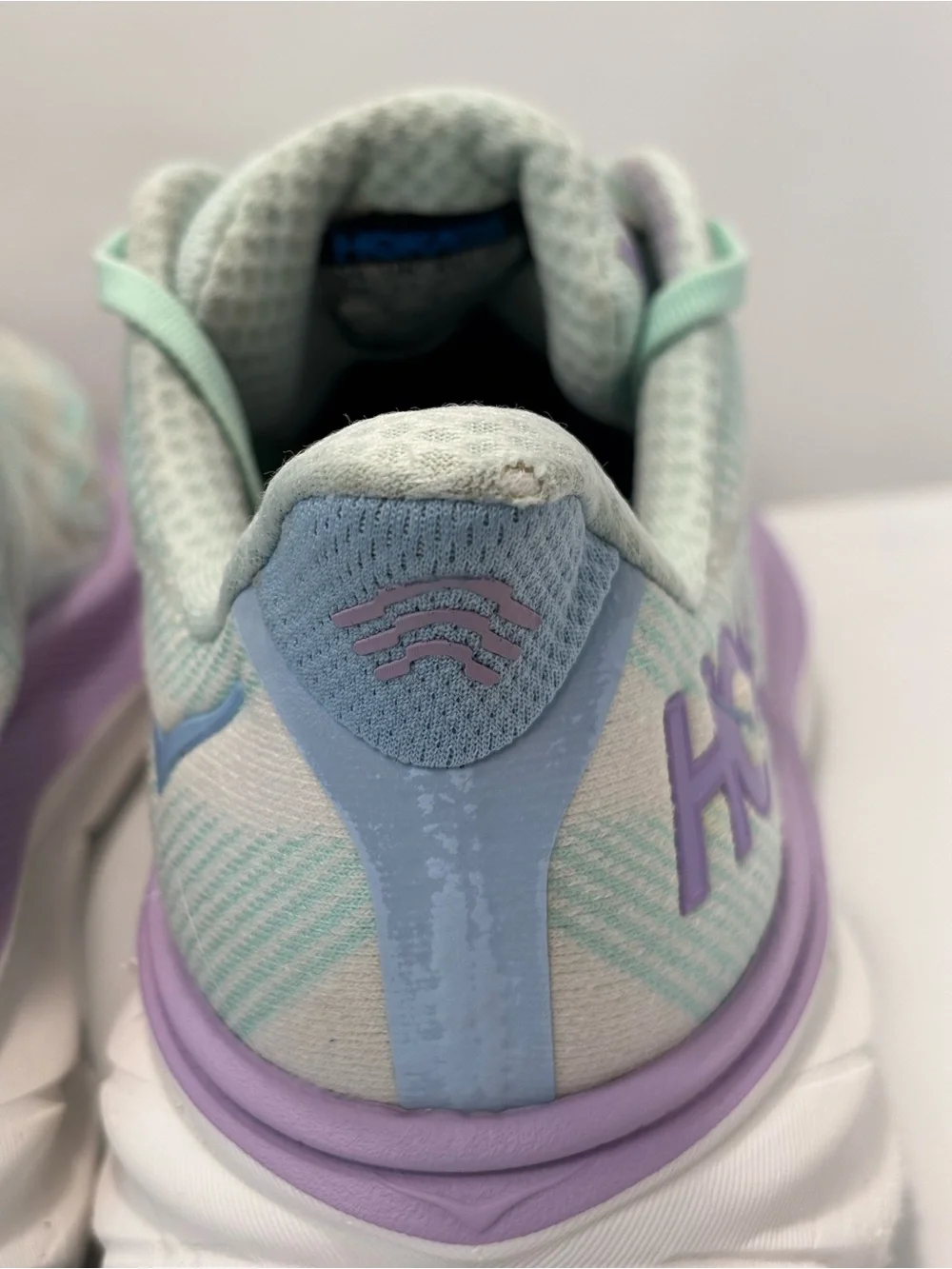 Hoka Clifton 9 Women's Size 10B Running Shoes Mint Green/Purple/White Sneakers